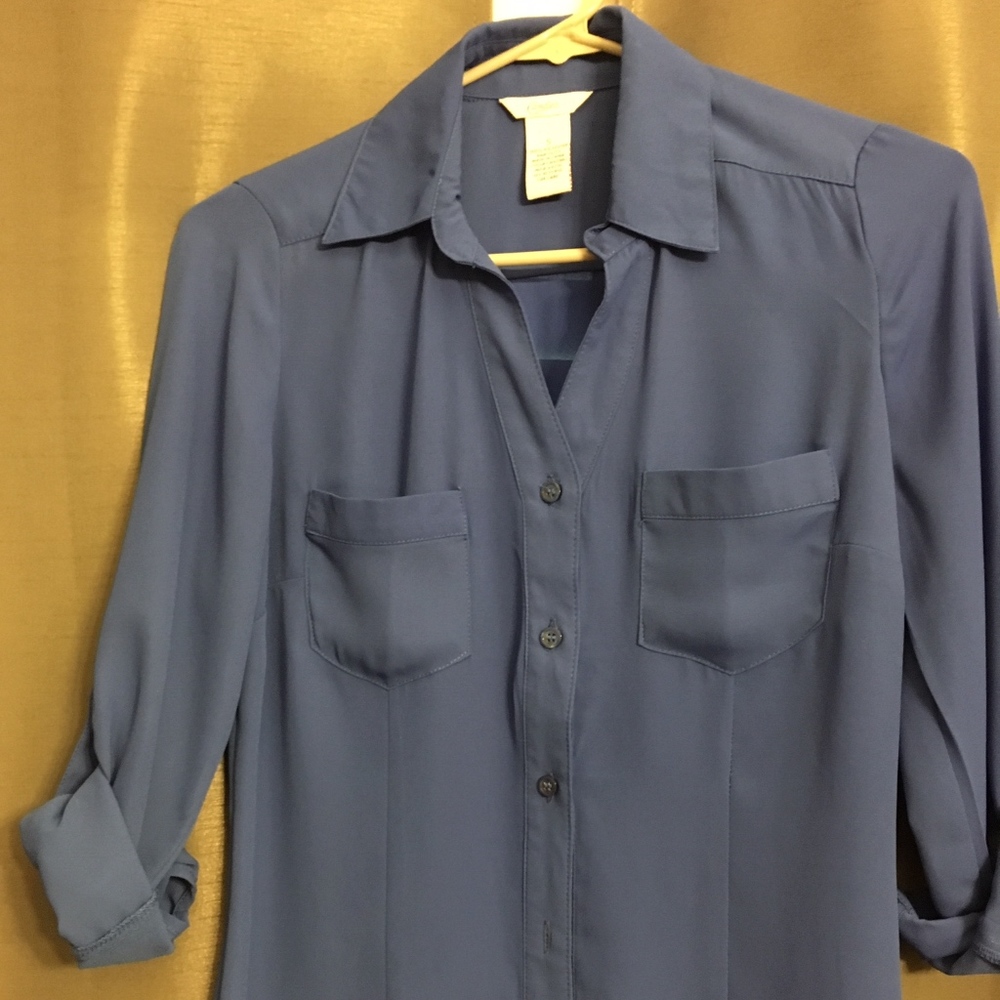 Candie's Blue Roll-Tab blouse